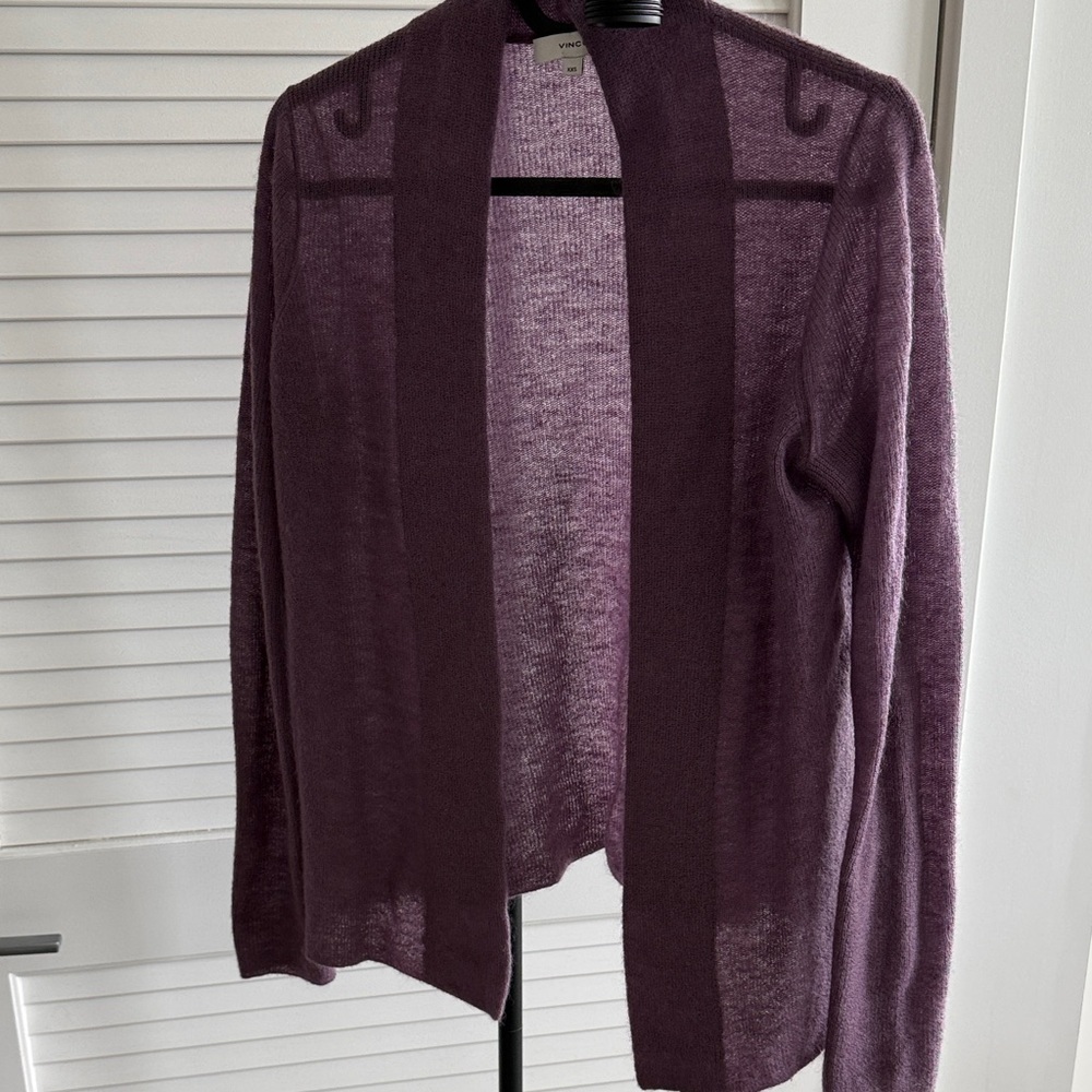 Vince Purple Open-Front Mohair Cardigan